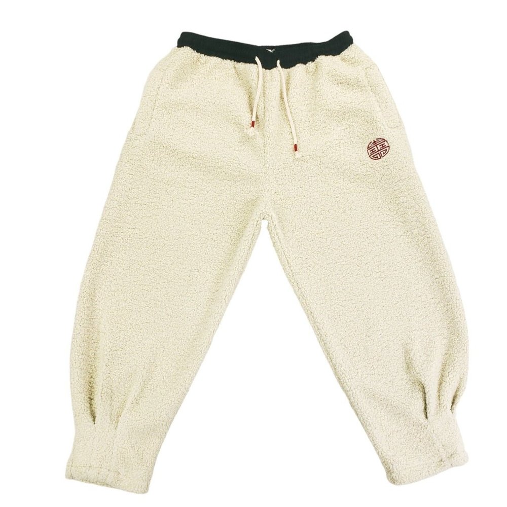 Mr Donoo Fleece Deep Pile Sherpa Jogger Sweatpants Pants Mens Size 3XL Beige